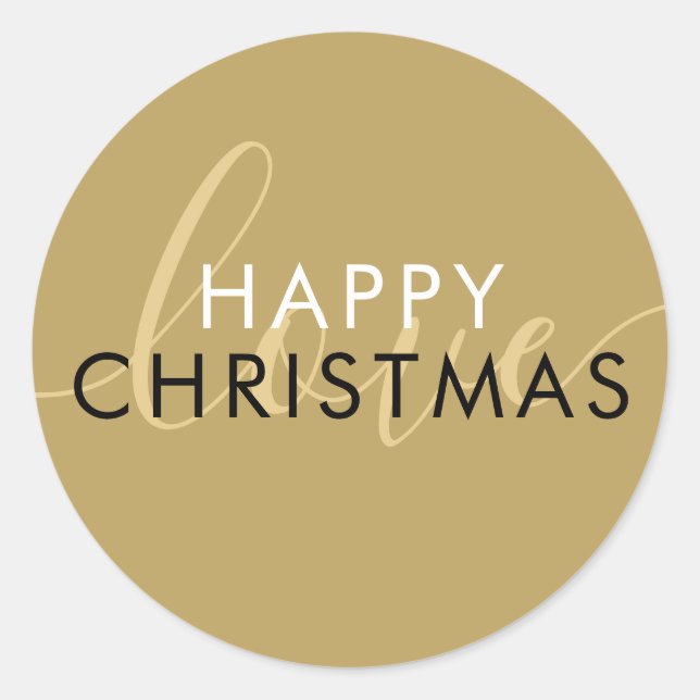 Adesivo Simples Moderno Dourado Feliz Natal Roteiro Amor (Frente)