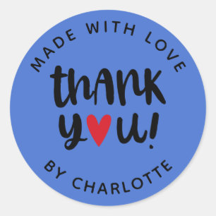 Adesivo Simples Moderno Feita Com Amor Obrigado