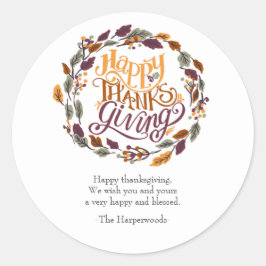 Adesivo Simples Moderno Feliz Família de Ação de Graças