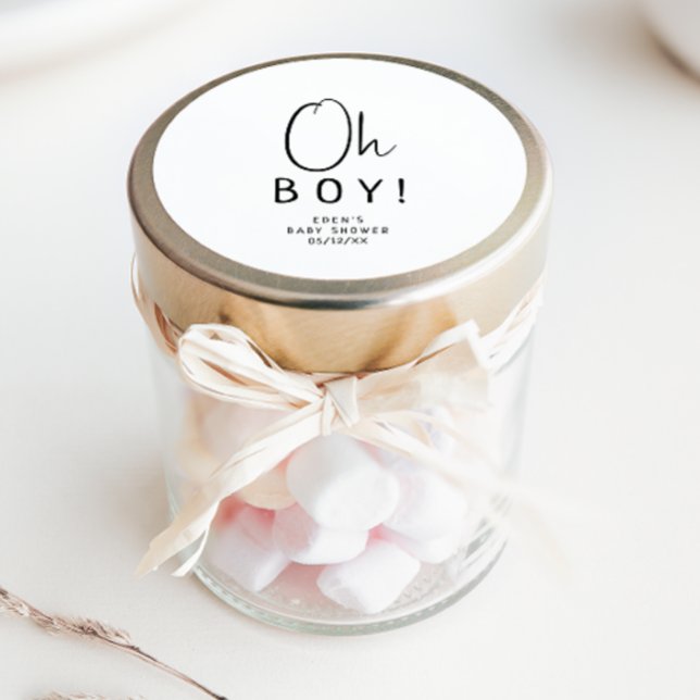 Adesivo Simples Moderno Neutro Oh Boy! Favor do chá de fra (Criador carregado)