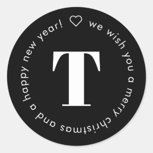 Adesivo Simples Monograma Moderno, Cota Negra de Natal