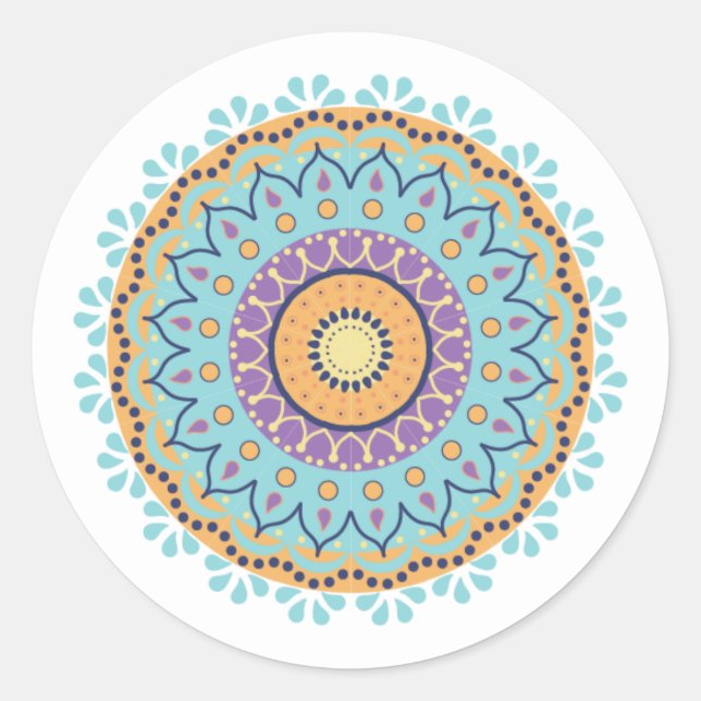 Adesivo Simples Na moda Chic Mandala Teal (Frente)