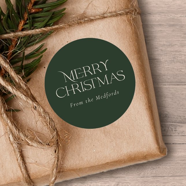 Adesivo Simples Na moda Feliz Natal | Nome | Verde (Criador carregado)