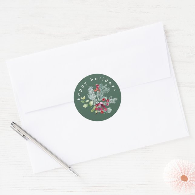 Adesivo Simples Natal Moderno Neve Verde (Envelope)