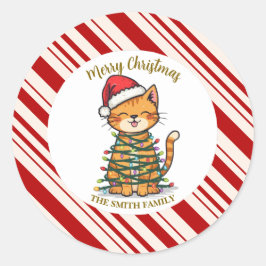 Adesivo Simples padrão moderno de natal alegre gatinho Cat