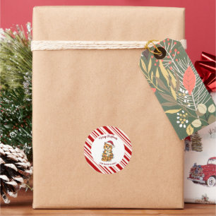 Adesivo Simples padrão moderno de Natal alegre gatinho Cat