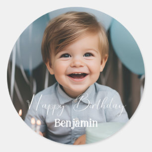 Adesivo Simples personalização de data-aniversário de foto