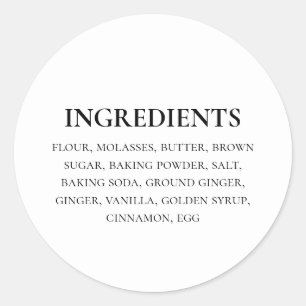Adesivo Simples Preto de Ingredientes Personalizados