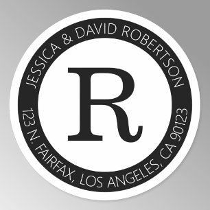 Adesivo Simples Preto e Branco & Endereço de Remetente