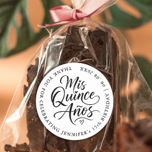 Adesivo Simples Quinceanera Caligrafia Preto e Branco Foto