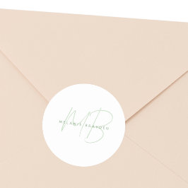 Adesivo Simples Sage Green Minimalista Dois Monogramas