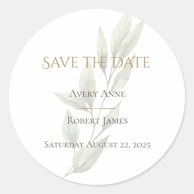 Adesivo Simples Save the Date de Aguarela Moderna (Frente)