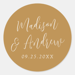 Adesivo Simples Script Personalizado Casamento Ochre