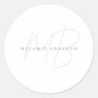 Simples Taupe Minimalista Dois Monogramas Nome