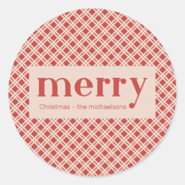 Adesivo Simples Verificações de Xadrez de Natal Vermelho e