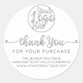 Adesivo Simples White Handwrite Hearts Customer Obrigado