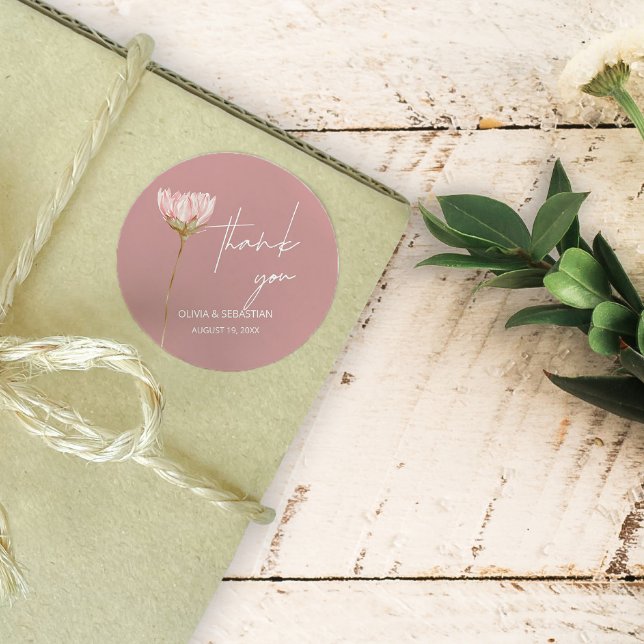 Adesivo Simples Wildflower Boho | Dusty Blue Obrigado (Criador carregado)