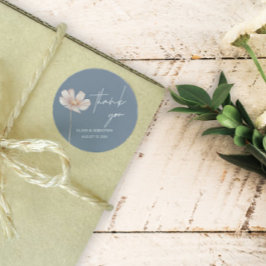 Adesivo Simples Wildflower Boho | Dusty Blue Obrigado