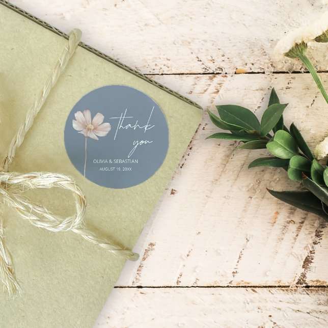 Adesivo Simples Wildflower Boho | Dusty Blue Obrigado (Criador carregado)