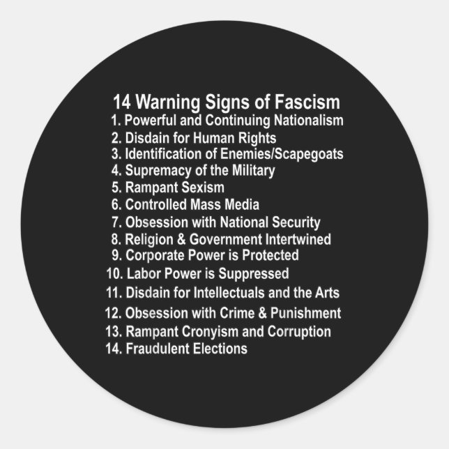 Adesivo Sinais De Alerta Do Fascismo Anti-Trump Resistem F (Frente)