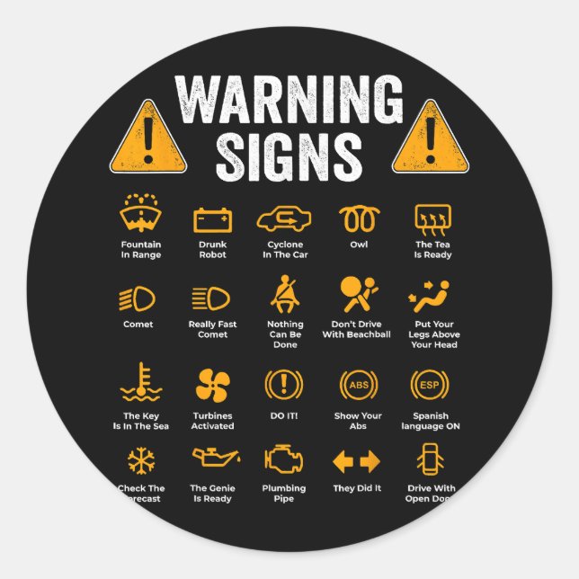 Adesivo Sinais de aviso de condução engraçados 101 Present (Frente)