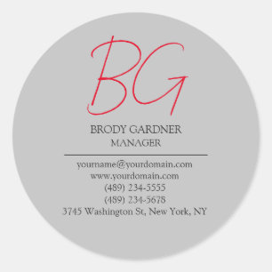 Adesivo Sinais de monograma vermelho de cinza simples mode