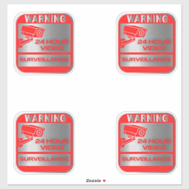 Adesivo Sinais de vigilância de vídeo, aviso (Folha)
