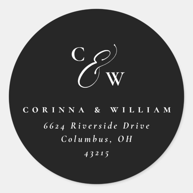 Adesivo Sinais elegantes de casamento simples preto e bran (Frente)