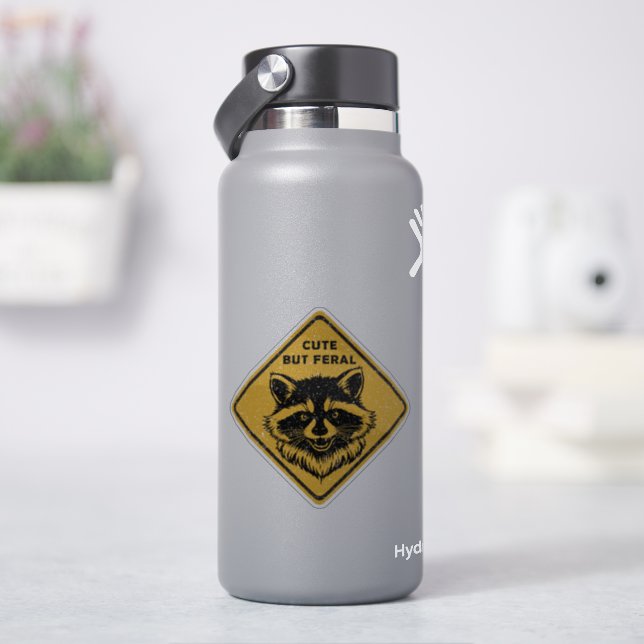 Adesivo Sinal de Alerta de Guaxinim Feroz e Fofo (HidroFlask)