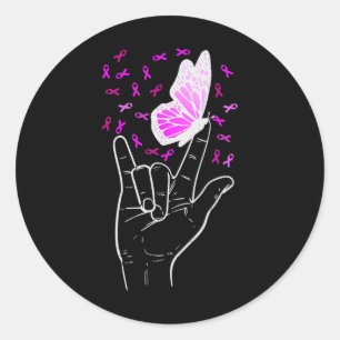 Adesivo Sinal de Amor Borboleta Cancer de Mama Consciência