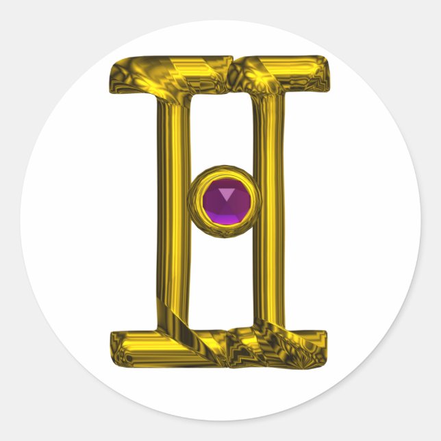 Adesivo Sinal de aniversário Zodiac Dourado GEMINI (Frente)