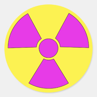 Adesivo Sinal de aviso da radiação magenta e amarelo