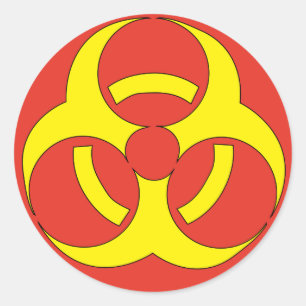 Adesivo Sinal de aviso vermelho e amarelo do Biohazard