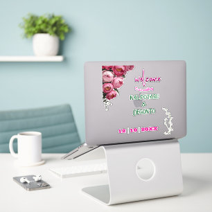 Adesivo Sinal de Boas-Vindas de Casamento Floral Rosa Eleg