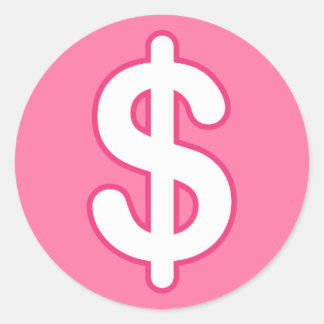 Adesivo Sinal de dólar branco em vinhetas de fundo cor-de-