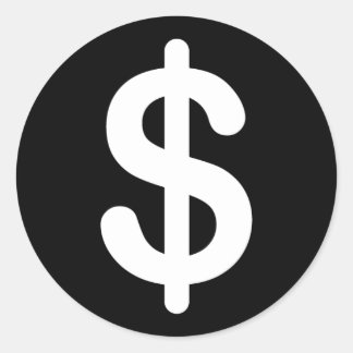 Adesivo Sinal de dólar branco em vinhetas pretas de fundo