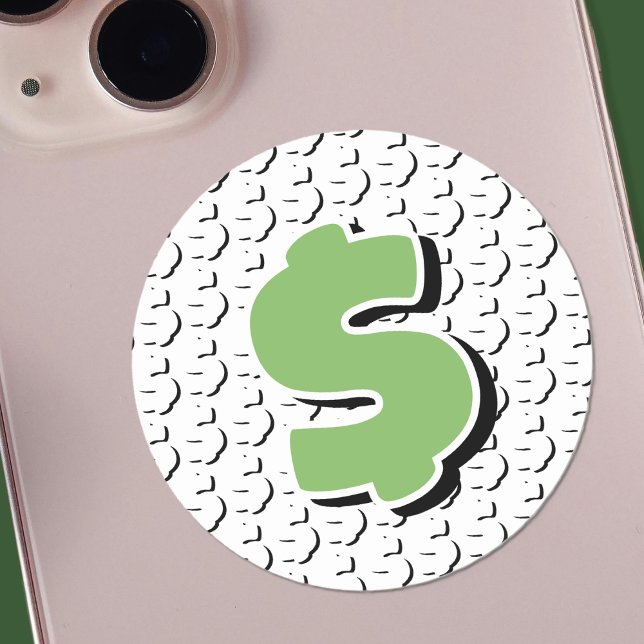 Adesivo Sinal de Dólar Verde e Branco com Efeito 3D (Dollar Sticker)