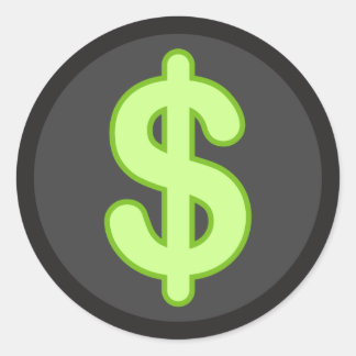 Adesivo Sinal de dólar verde em vinhetas de fundo escuras