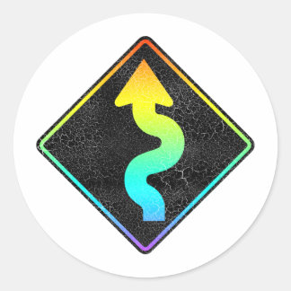 Adesivo sinal de estrada em curva à frente