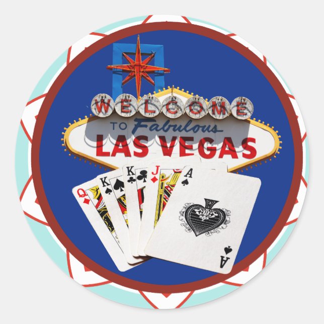 Adesivo Sinal de Las Vegas & Cartões Chip Poker (Frente)