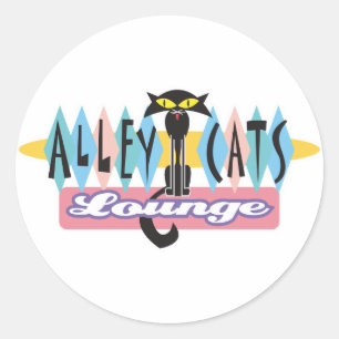 Adesivo sinal de lounge gatos retro beco