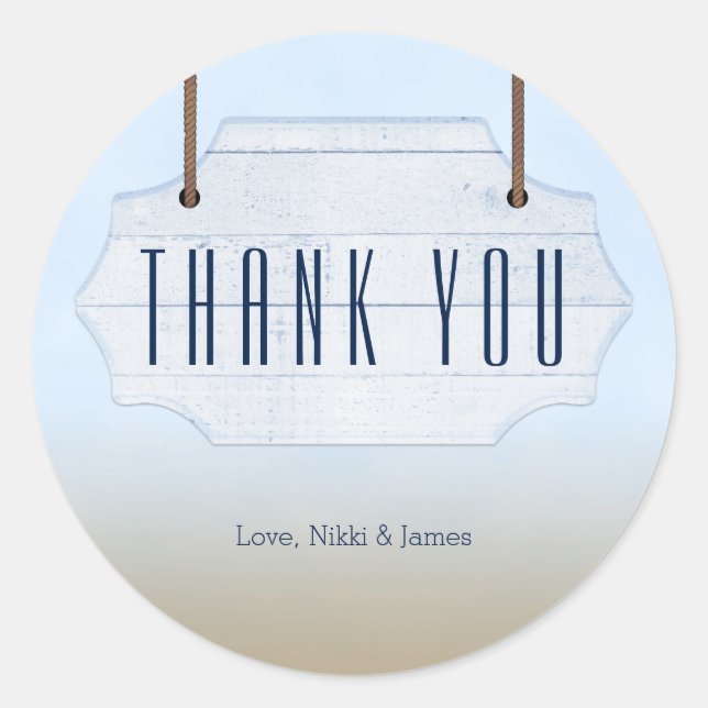 Adesivo Sinal de Madeira Branca de Casamento de Praia Ades (Frente)