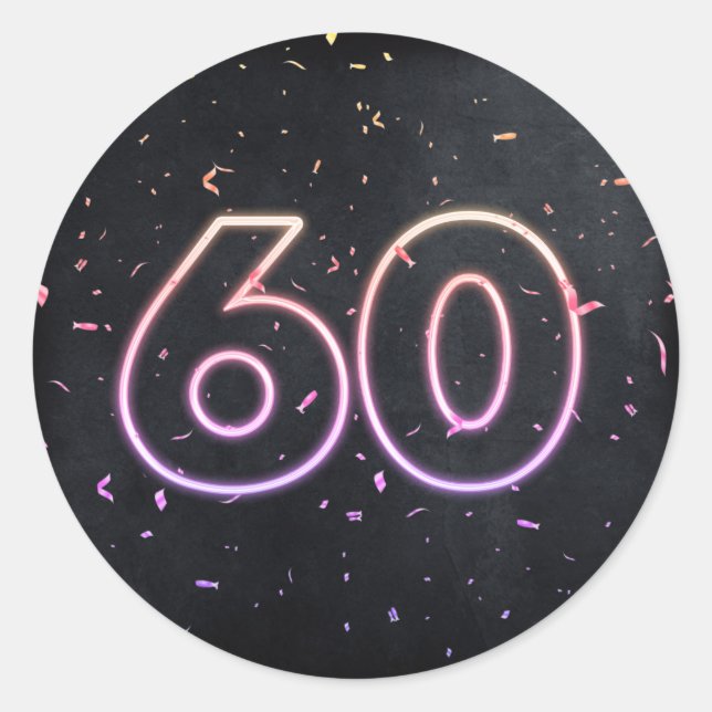Adesivo Sinal de Neon de 60º aniversário em preto (Frente)