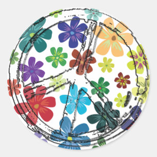 ADESIVO SINAL DE PAZ CLARO COM FLORES