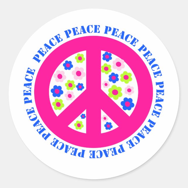 Adesivo sinal de paz com flores (Frente)