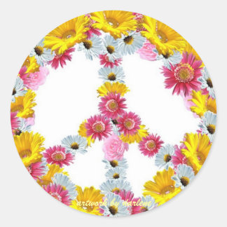 Adesivo Sinal de Paz com flores
