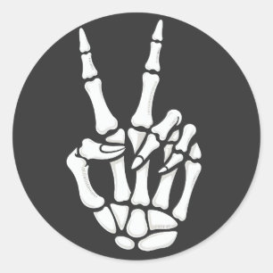 Adesivo Sinal de Paz com Mão de Esqueleto Halloween Legal