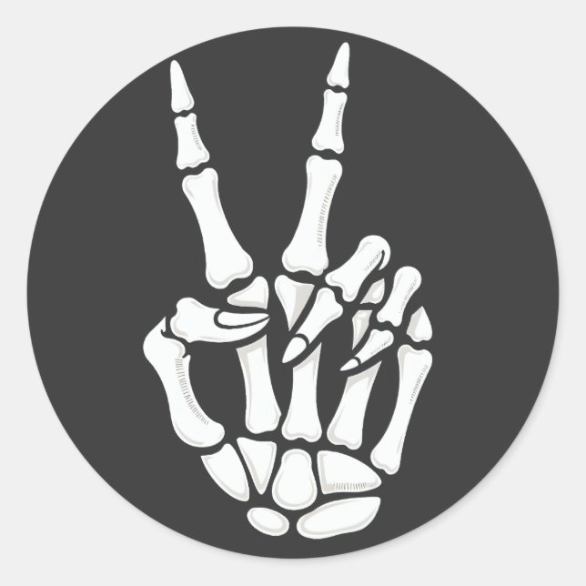 Adesivo Sinal de Paz com Mão de Esqueleto Halloween Legal (Frente)
