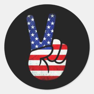 Adesivo Sinal de Paz de Bandeira Americana 4º De Julho Pat