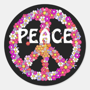 Adesivo Sinal de paz de poder de flores